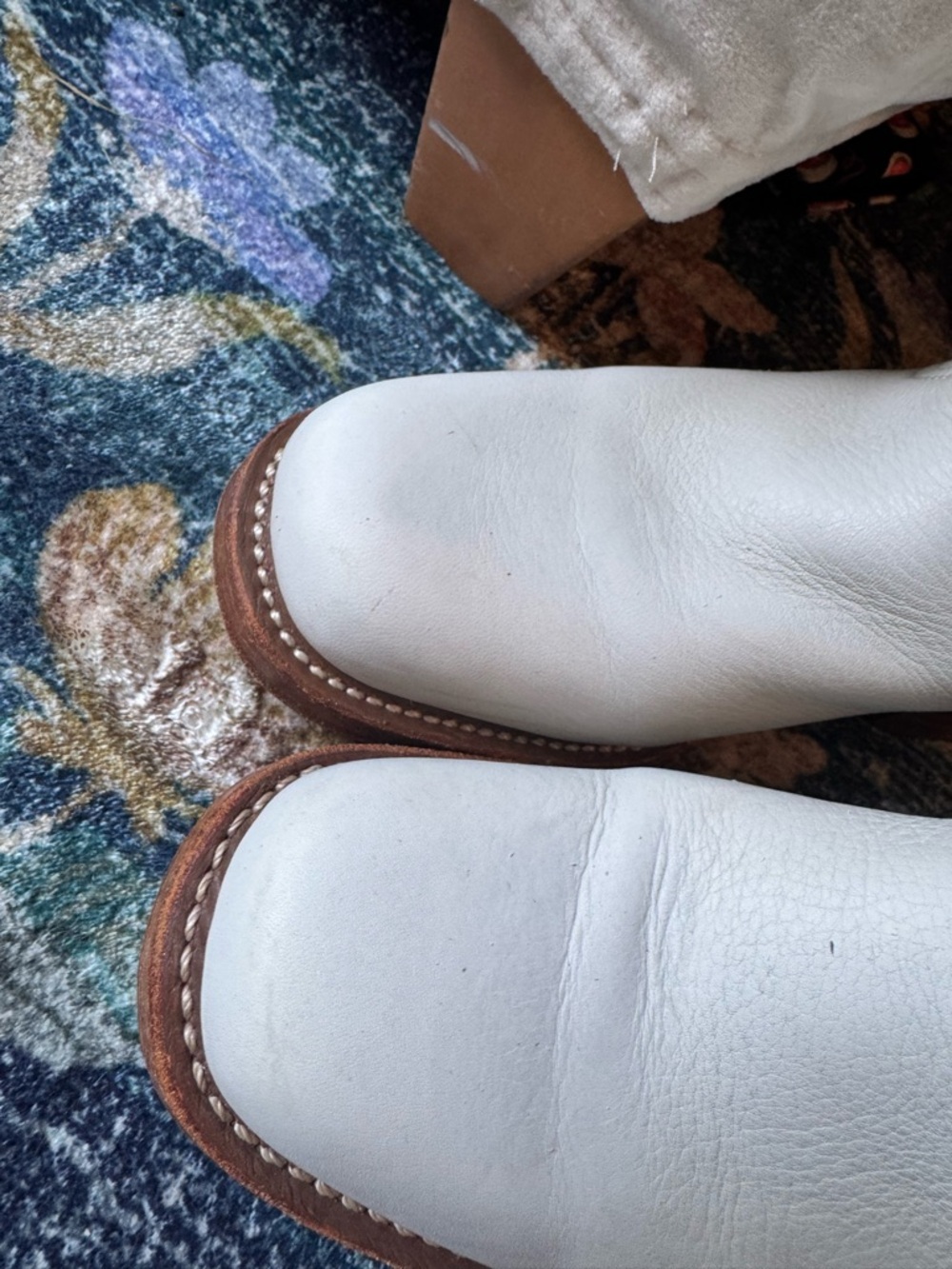 Vintage Frye White Pebbled Leather Mid-Calf Campus Heeled Boots | Made in USA 🇺🇸 - Picture 3 of 15